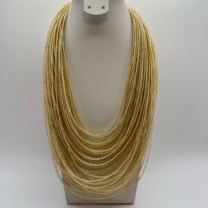New Gold Tone Multi Strand Seed Bead Bib Necklace Layered Statement Adjustable